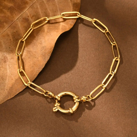 Armband med paperclip kedja och bubbelspänne