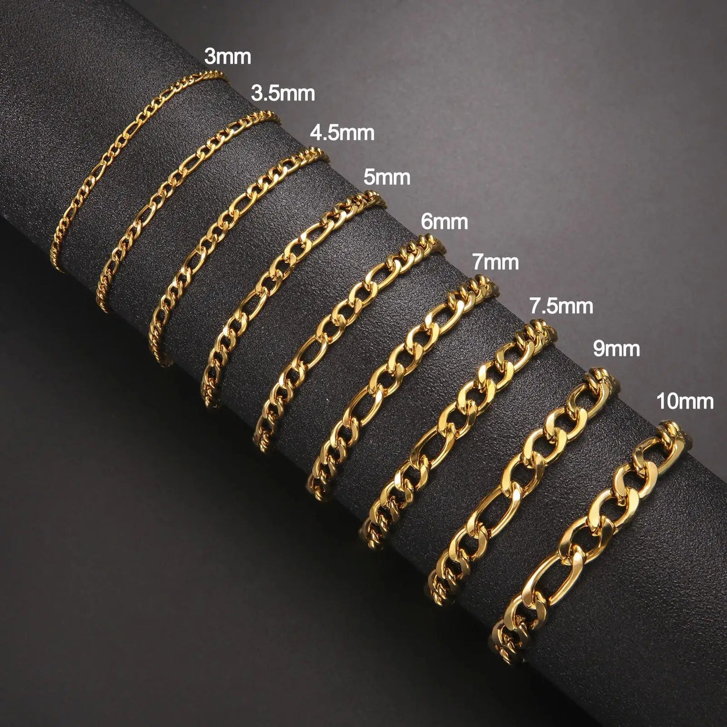 Armband 3-10mm Curb  och Figaro kedja