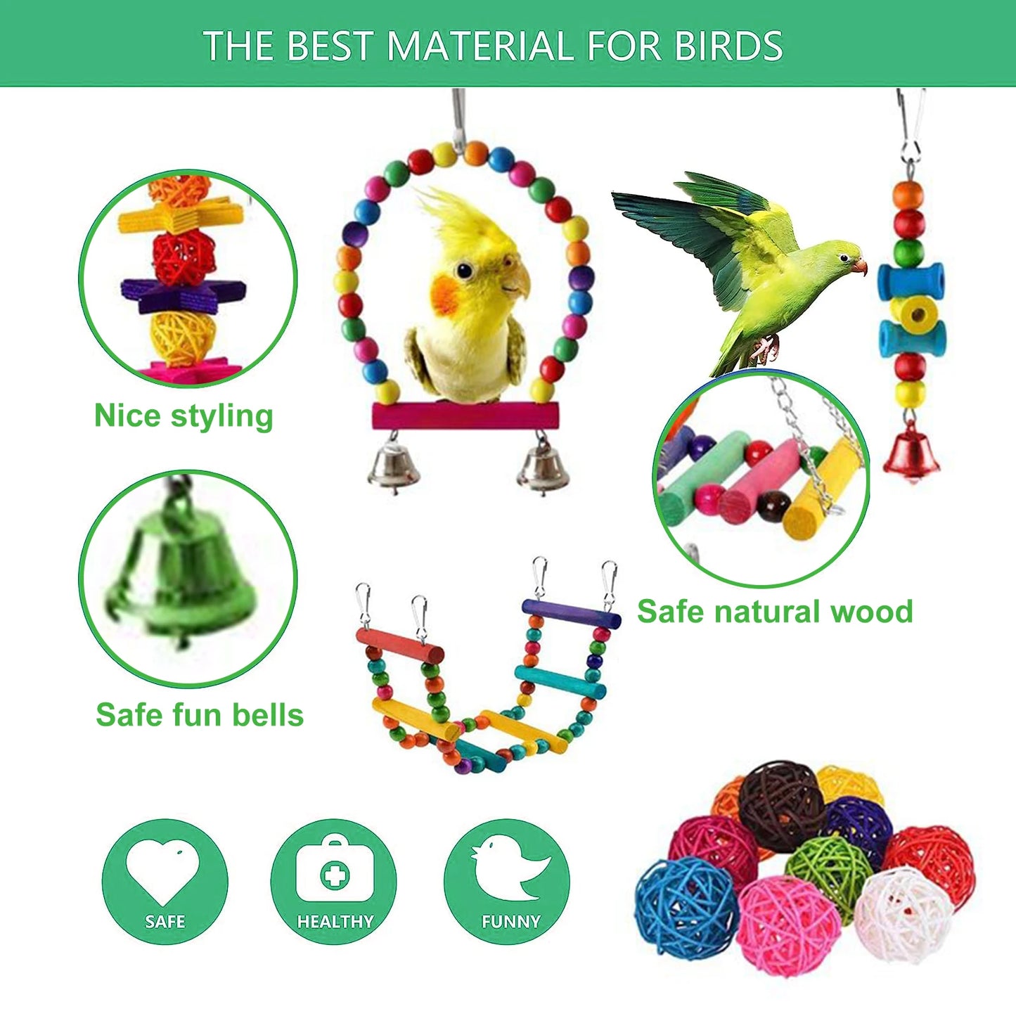 16-pack of bird decor/toys