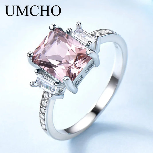 Exklusiv ring äkta silver med rosa ädelsten Morganite