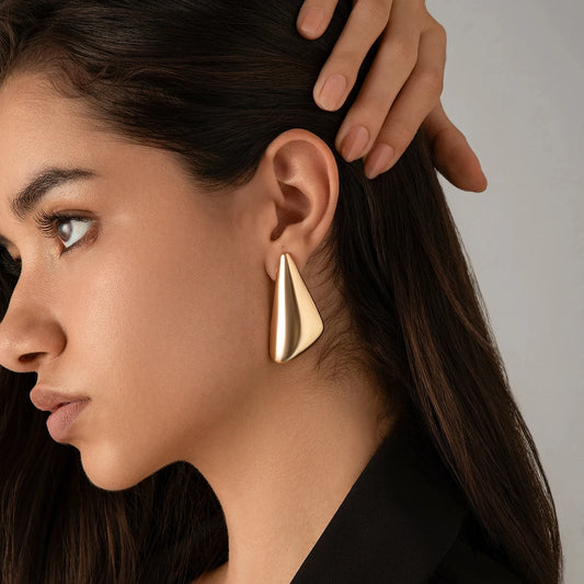 Fashion design örhängen triangelformade Guld/silver