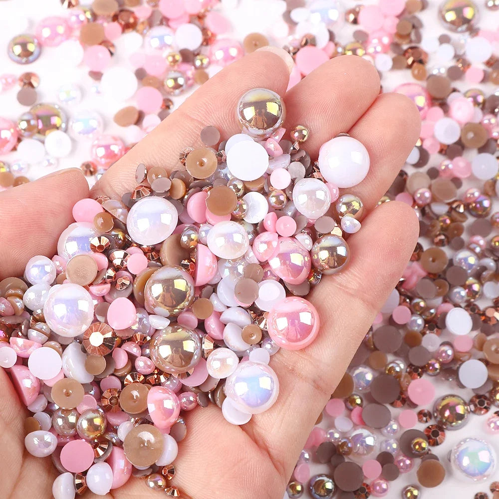 Mixed sizes and colors with Flatback beads