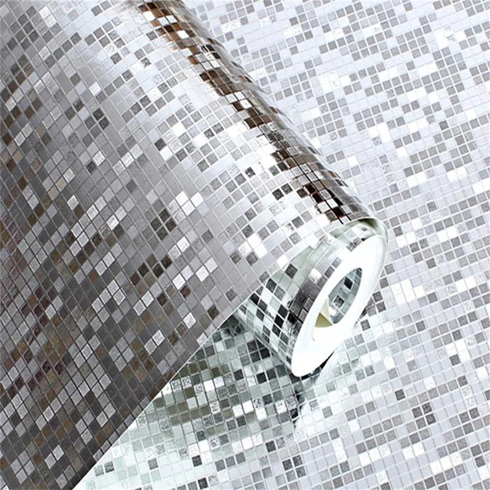 Tapet med spegel Mosaik silver/guld