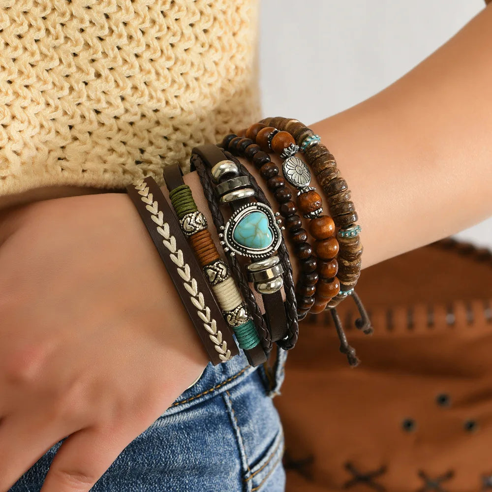 Bohemisk armband turquoise metall detaljer