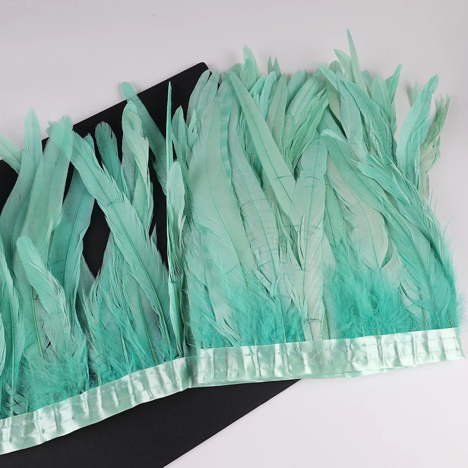 10 meters rooster feathers on ribbon