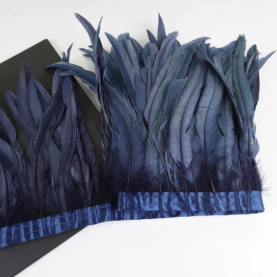 10 meters rooster feathers on ribbon