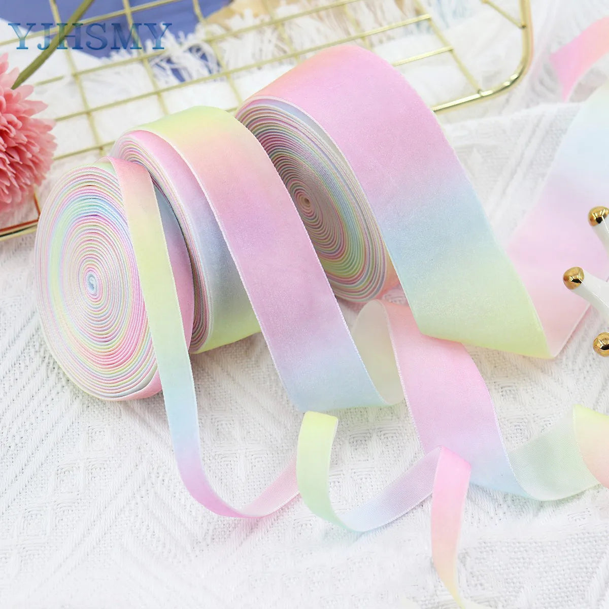 Ribbon grosgrain rainbow colors.