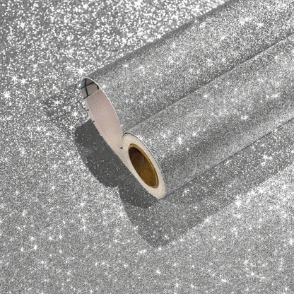 Självhäftande tapet silver med glitter