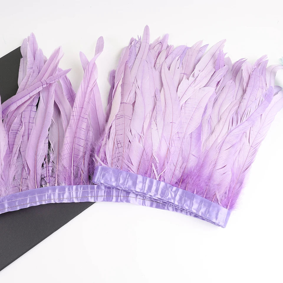 10 meters rooster feathers on ribbon