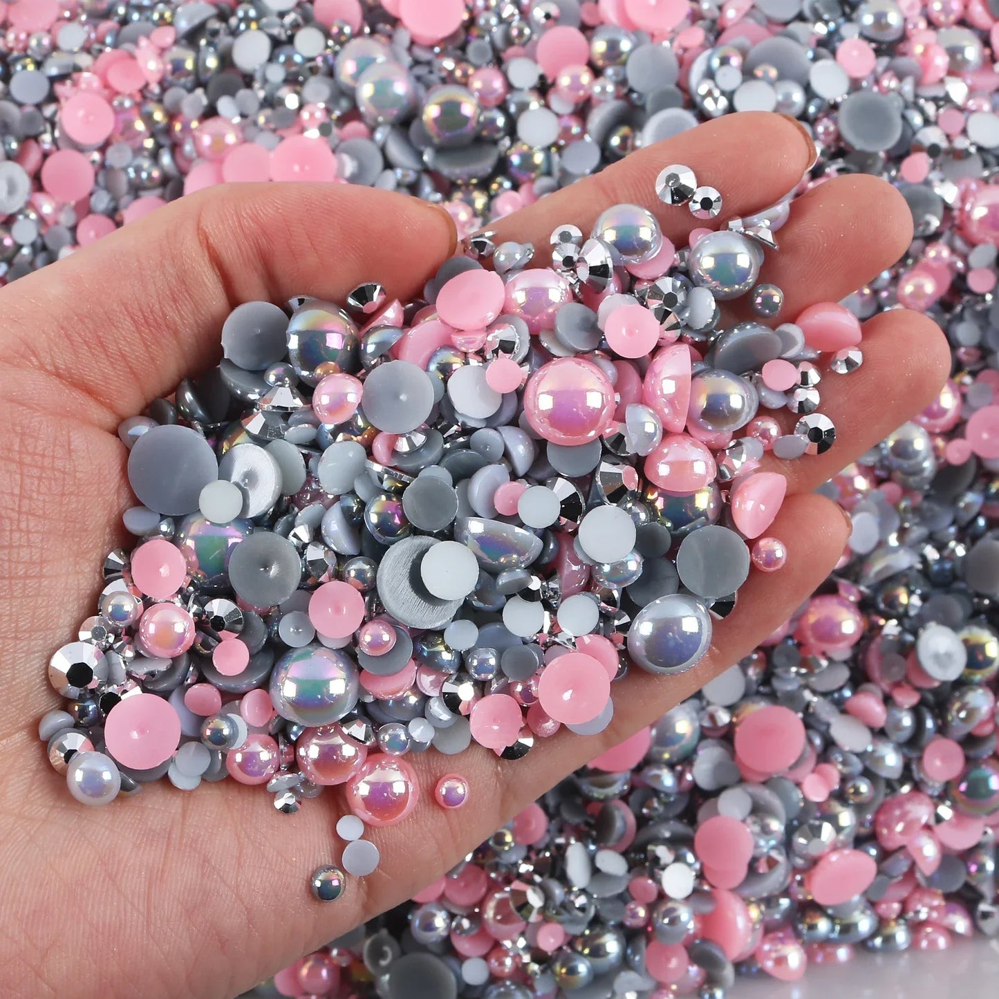 Mixed sizes and colors with Flatback beads