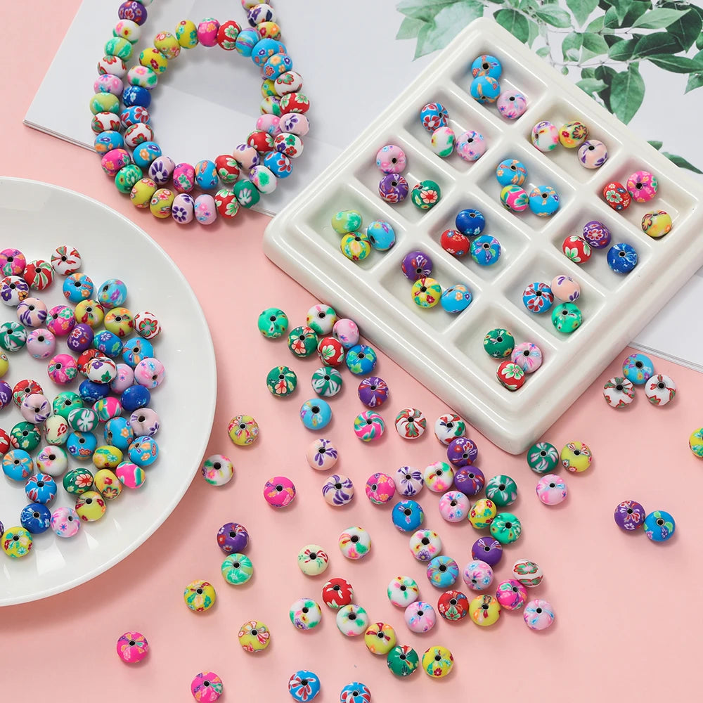 Pärlor polymer Lera med blom motiv