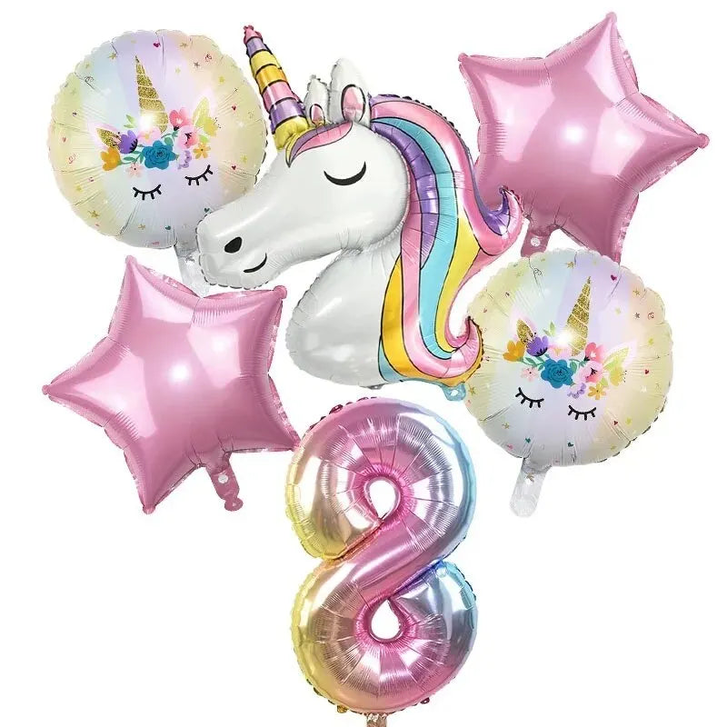 Ballong paket med unicorn och siffra
