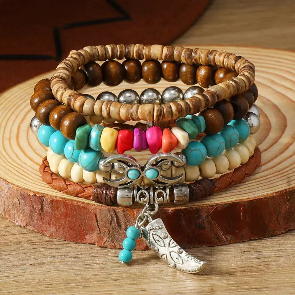 Bohemisk armband turquoise metall detaljer