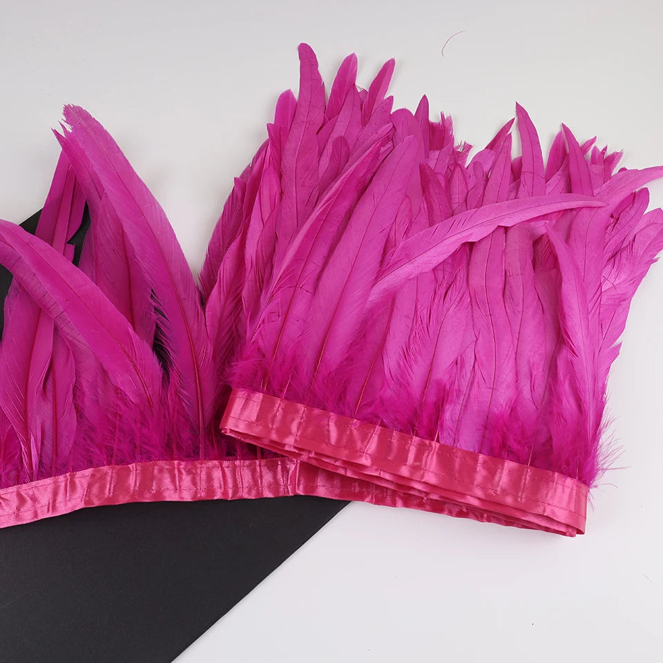 10 meters rooster feathers on ribbon