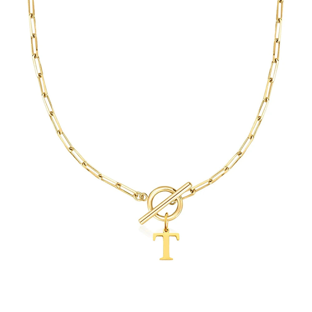 Halsband paper clip kedja och bokstav