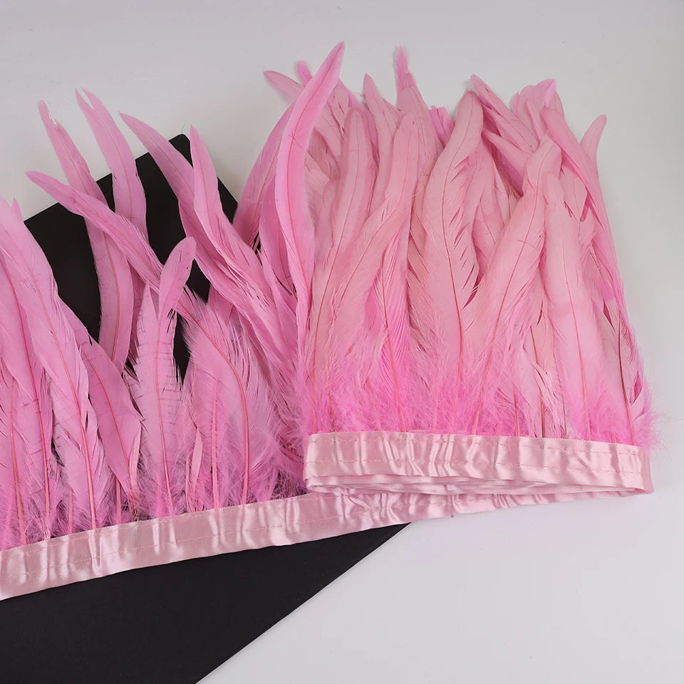 10 meters rooster feathers on ribbon