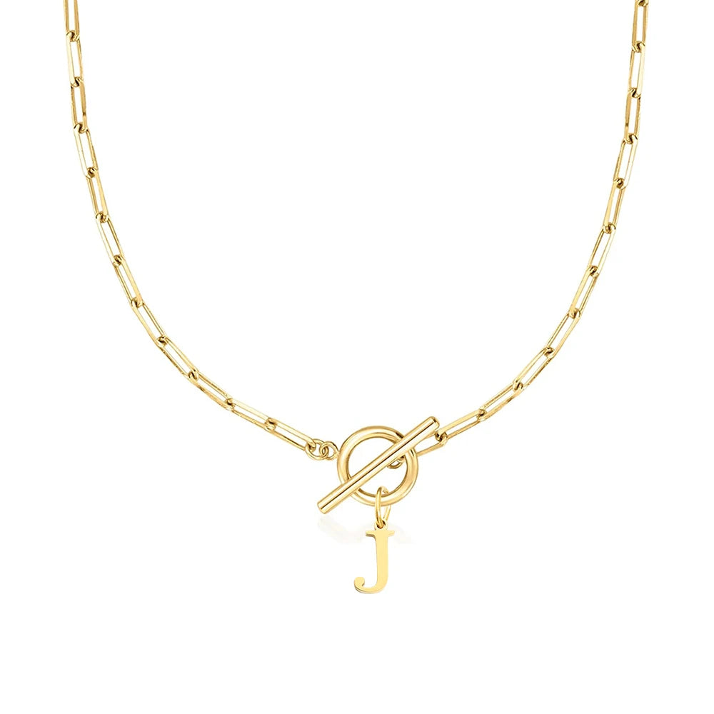 Halsband paper clip kedja och bokstav