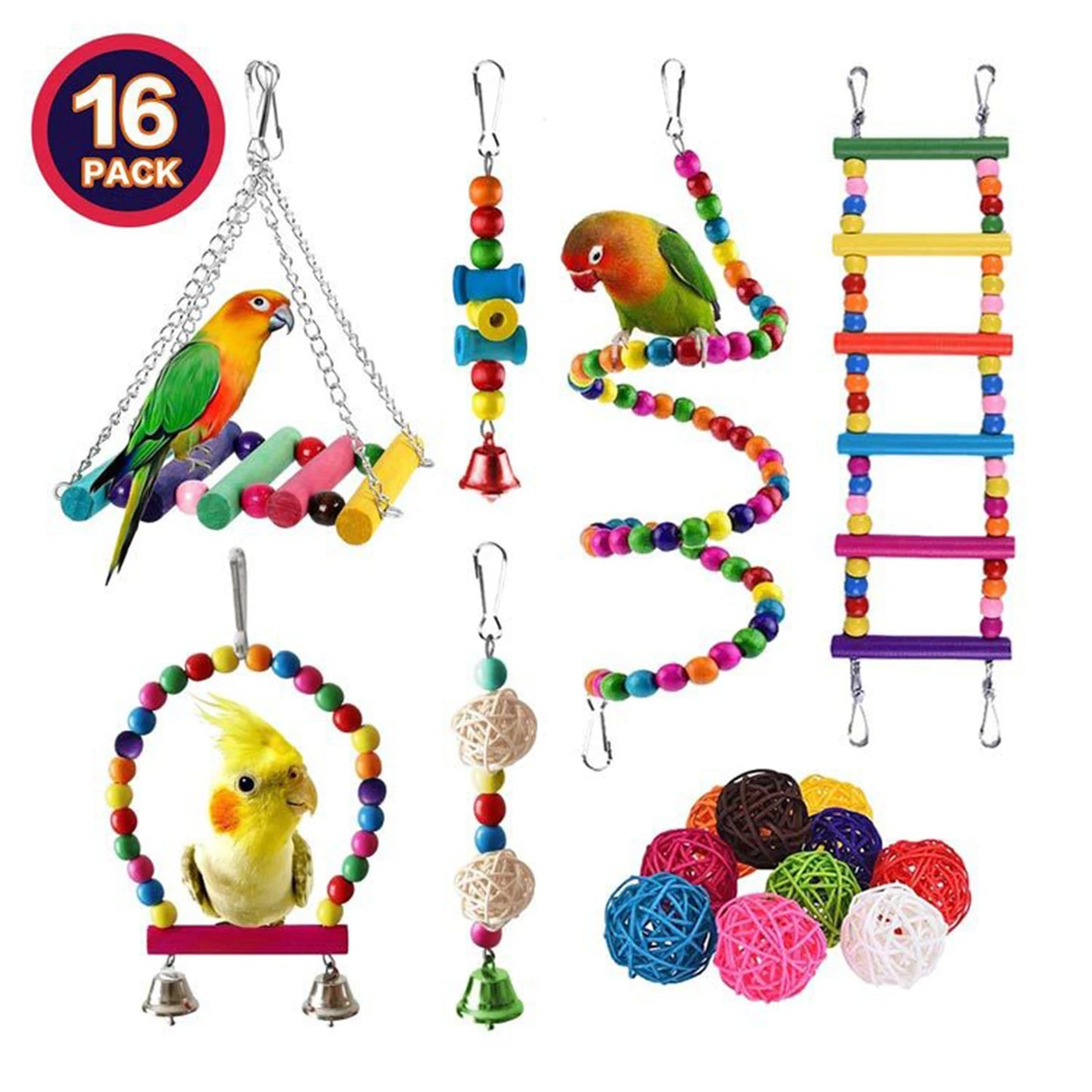 16-pack of bird decor/toys
