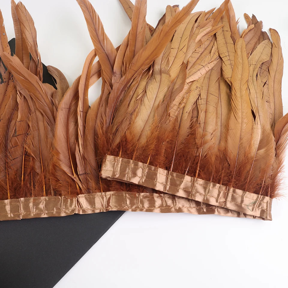 10 meters rooster feathers on ribbon