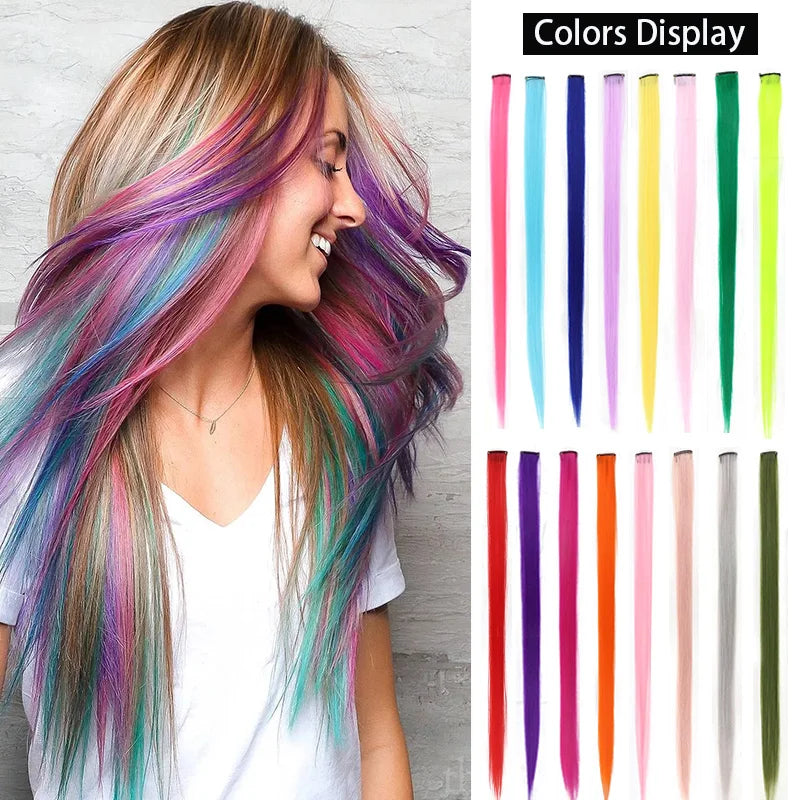 Hair extensions färgade slingor