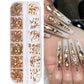 Box with rhinestones of different shapes
