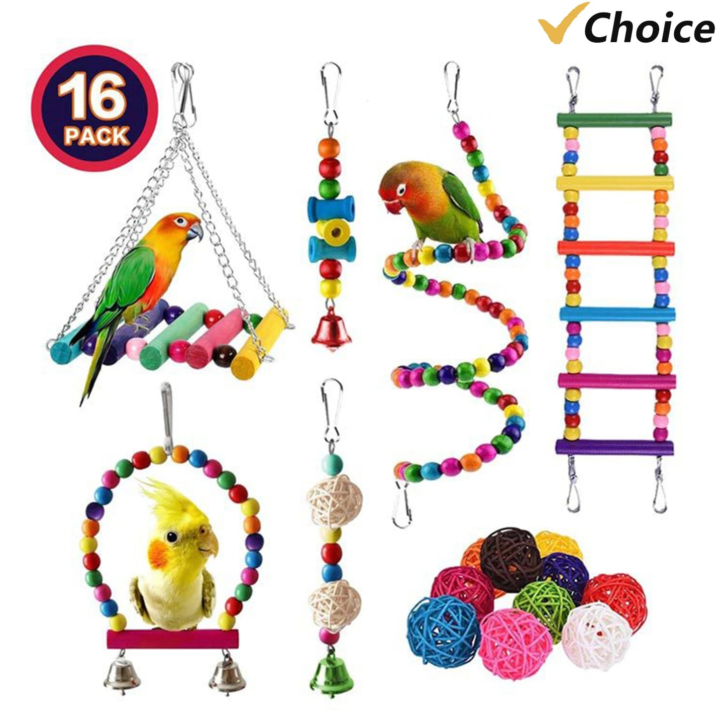 16-pack of bird decor/toys