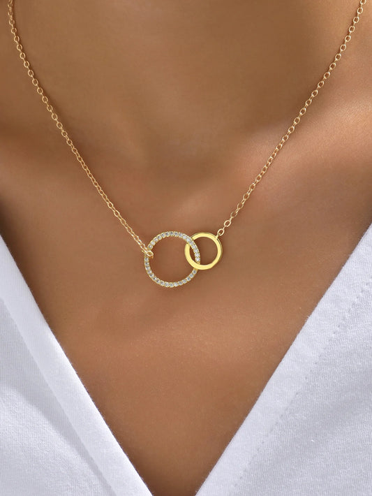 Halsband guld med cirkel länkar