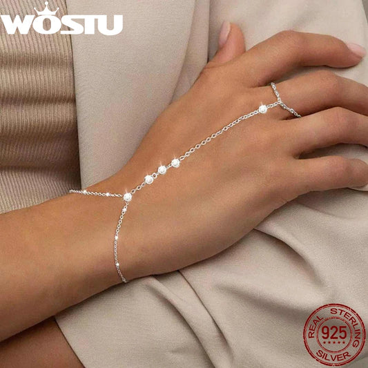 Armband smal kedja strass stenar i äkta silver
