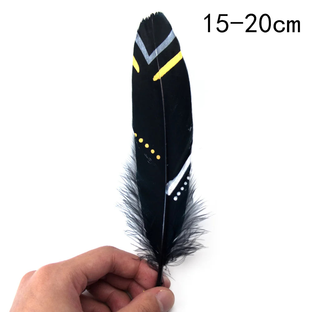 Goose feathers black with gold pattern
