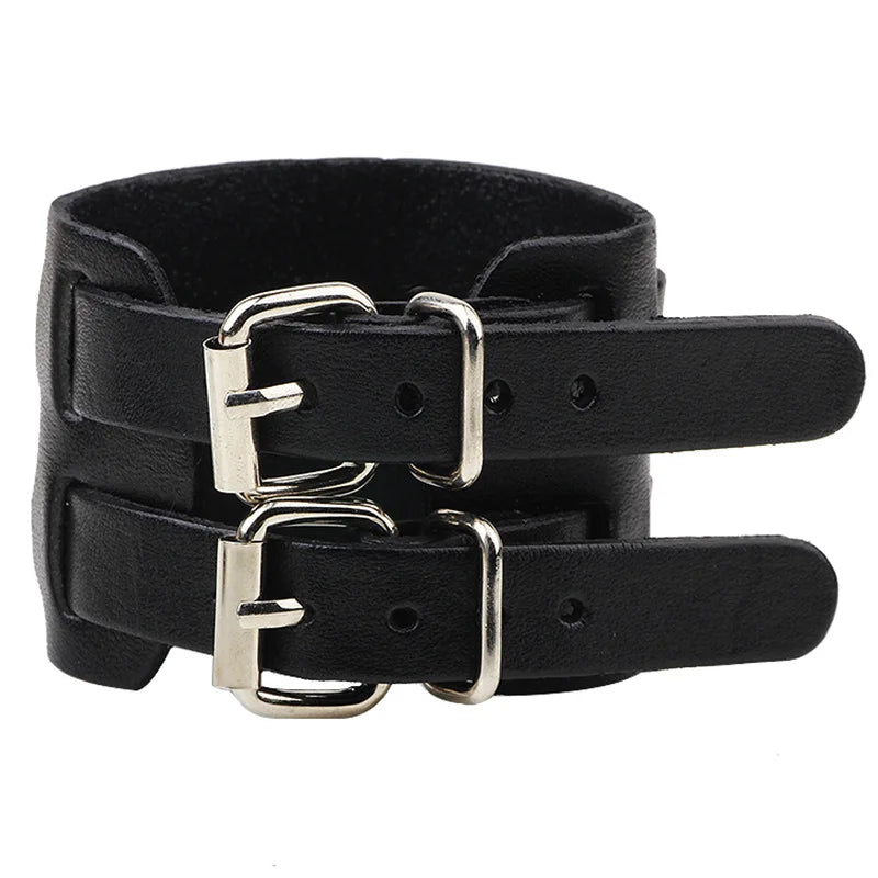 Goth punk leather bracelet with rivets buckle in different colors