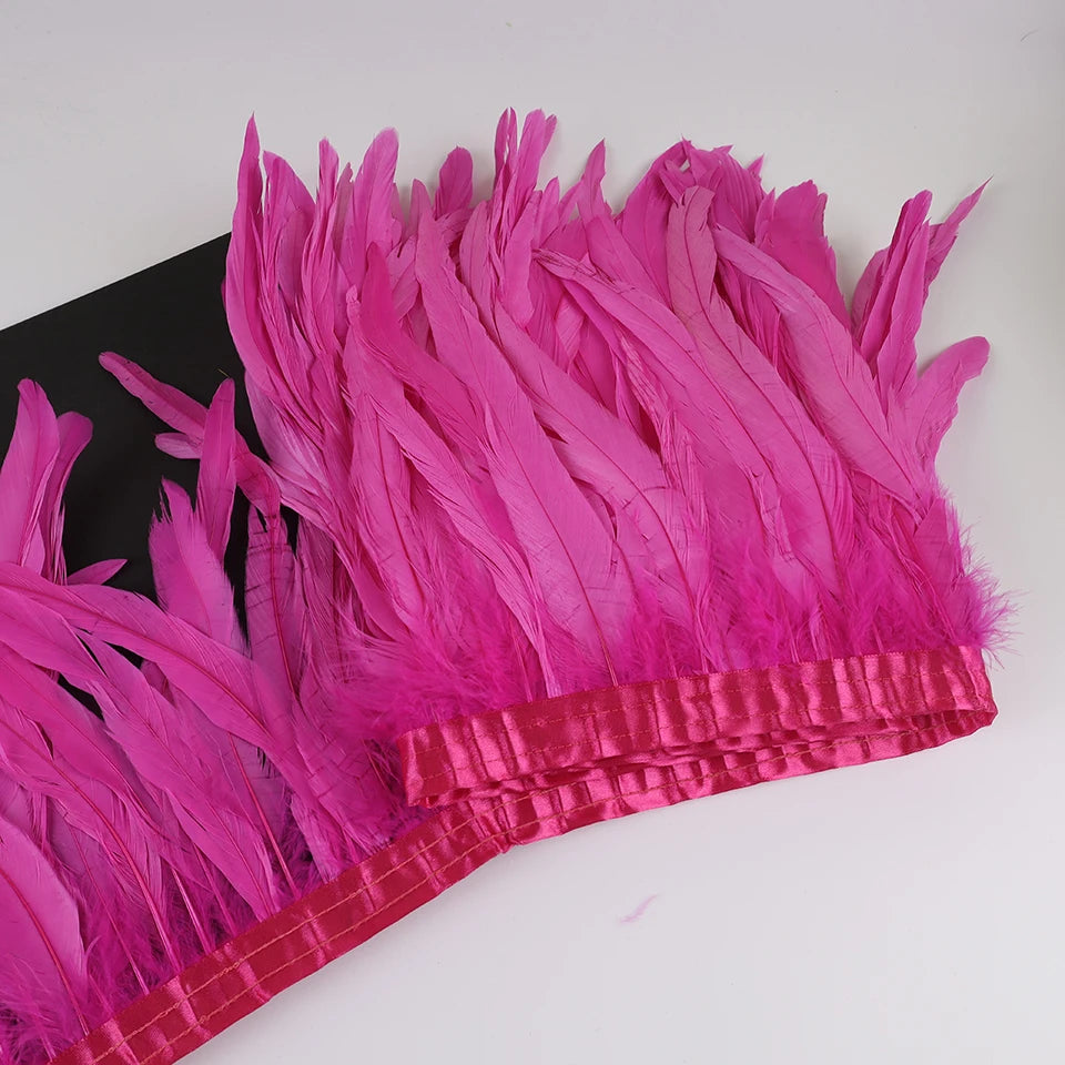 10 meters rooster feathers on ribbon