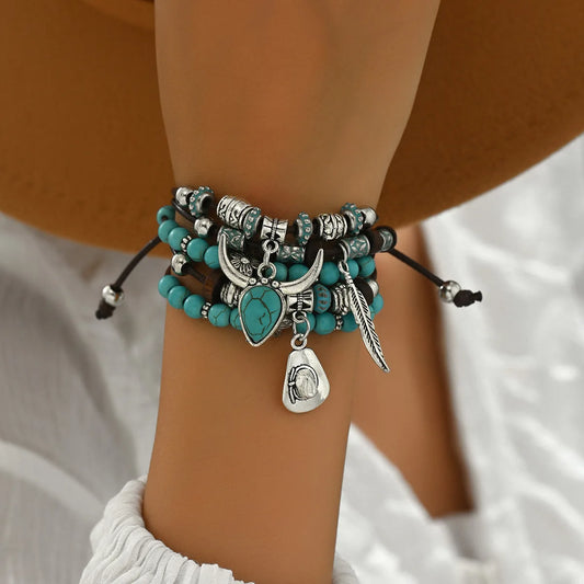 Bohemisk armband turquoise metall detaljer