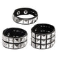 3-pack svart armband med pyramid nitar