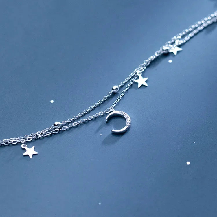 Armband med måne&stjärna berlocker i äkta silver