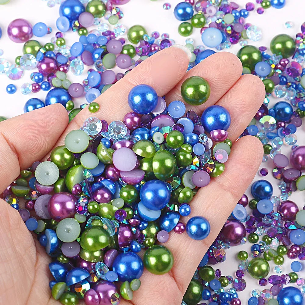 Mixed sizes and colors with Flatback beads