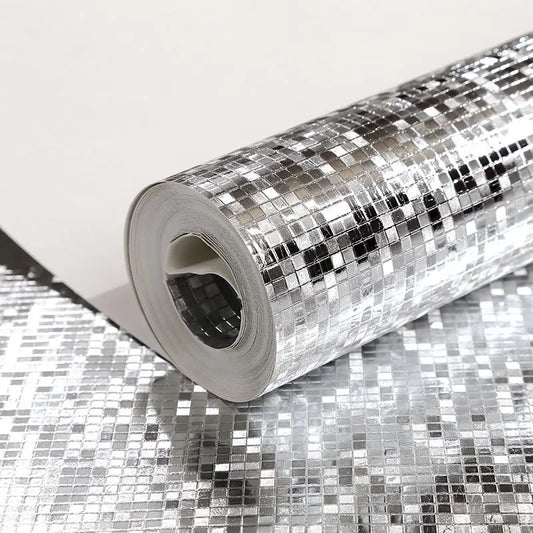Tapet med spegel Mosaik silver/guld