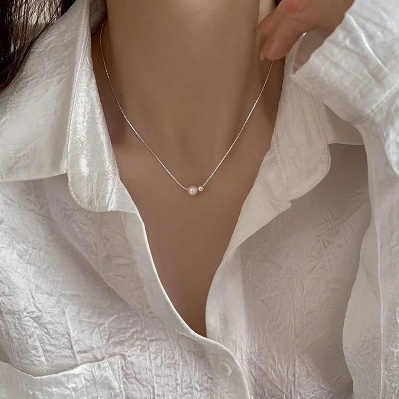 sterling silver necklace with pearl