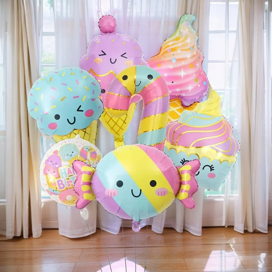 7-pack ballonger med godis& glass