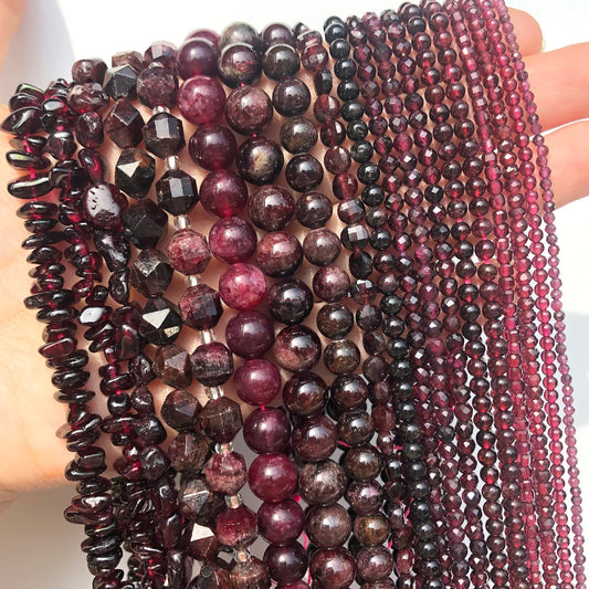 Naturel Garnet ädelsten pärlor