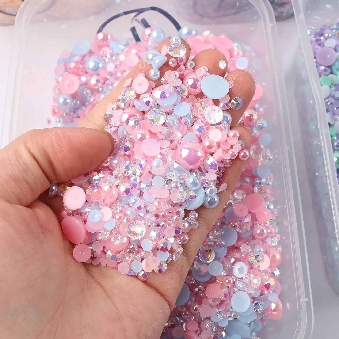 Mixed sizes and colors with Flatback beads