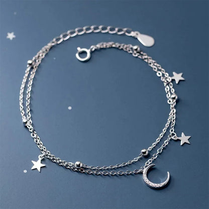 Armband med måne&stjärna berlocker i äkta silver