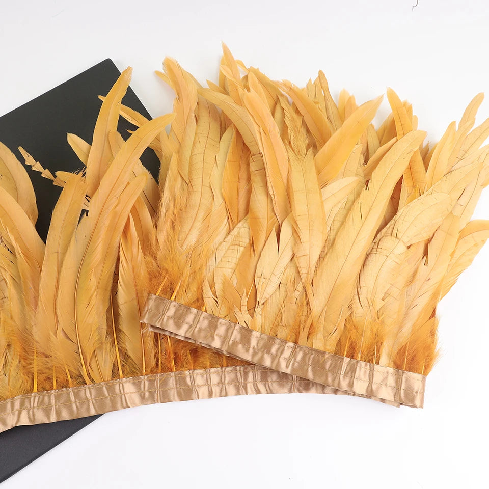 10 meters rooster feathers on ribbon