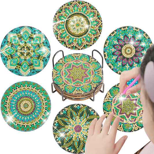 Diamant målning glas underlägg Mandala mönster
