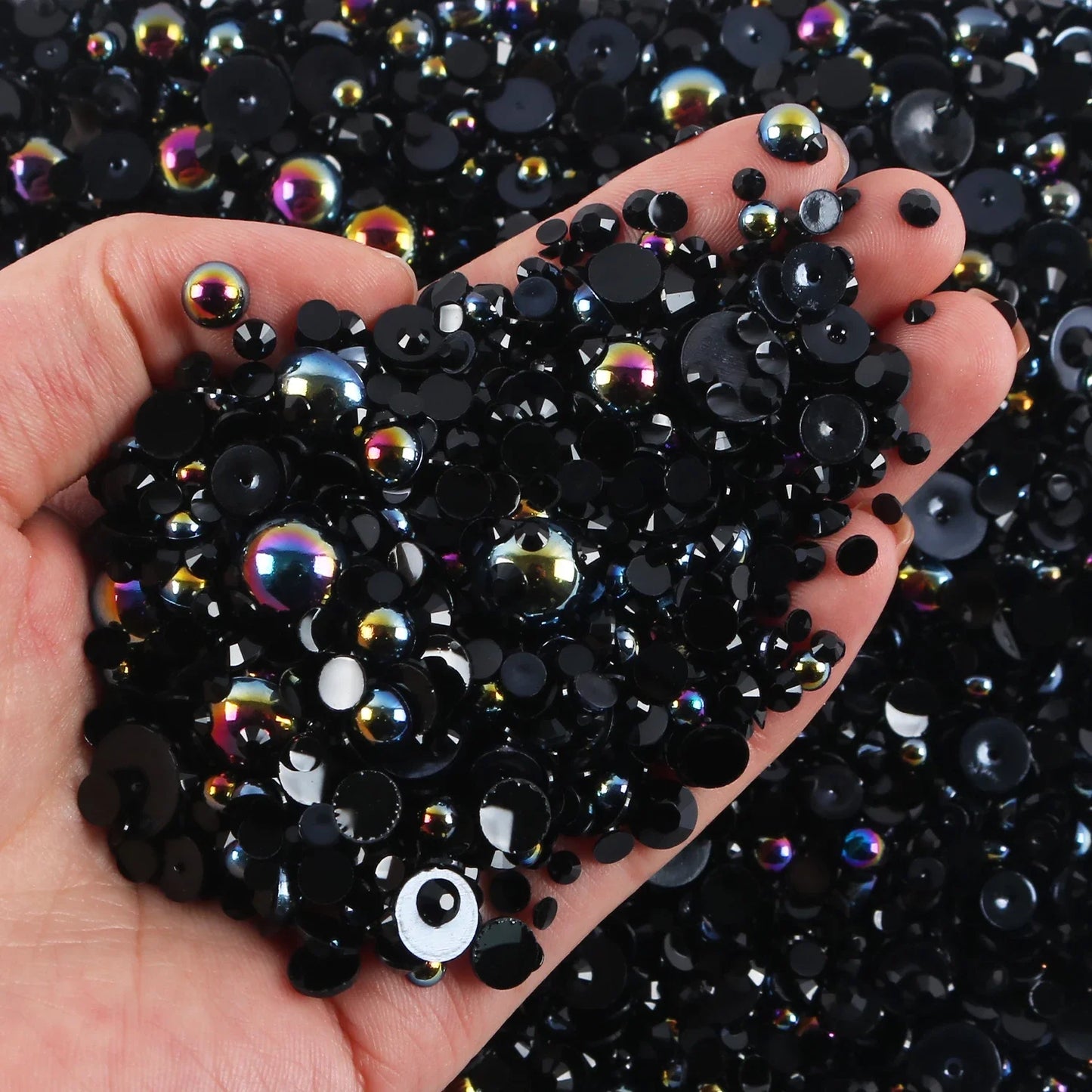 Mixed sizes and colors with Flatback beads