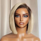 Straight blonde bob hairstyle in real hair
