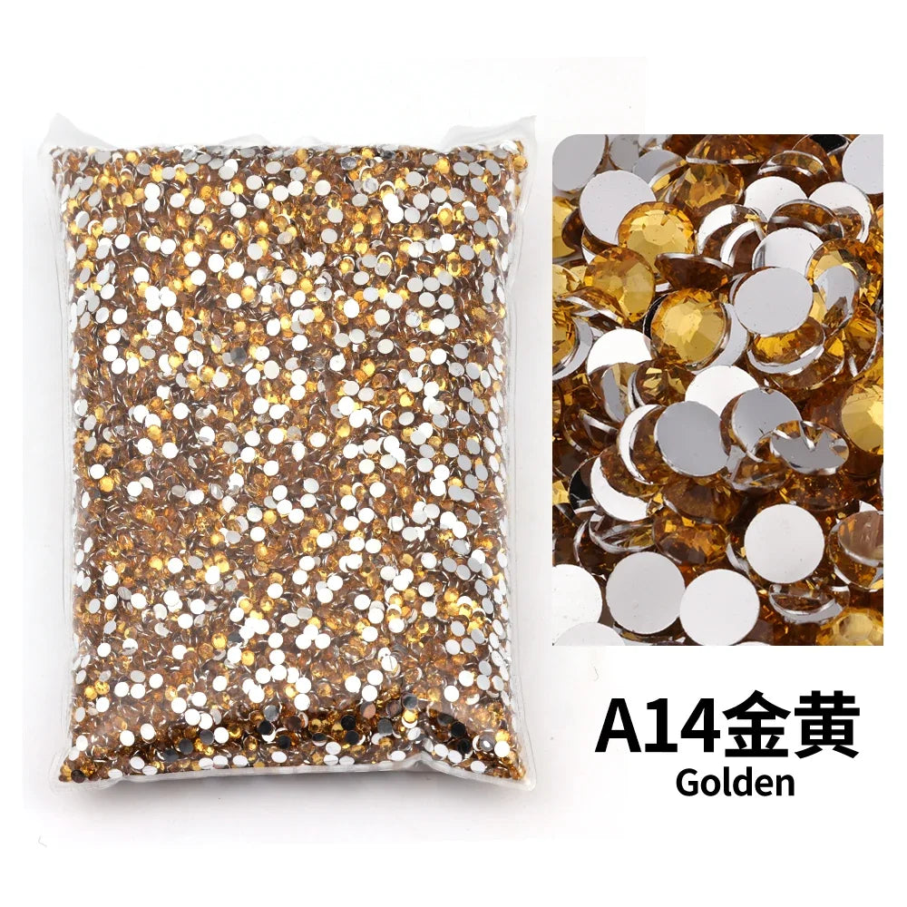 Strass stenar Resin Guld Brun orange grön nyanser