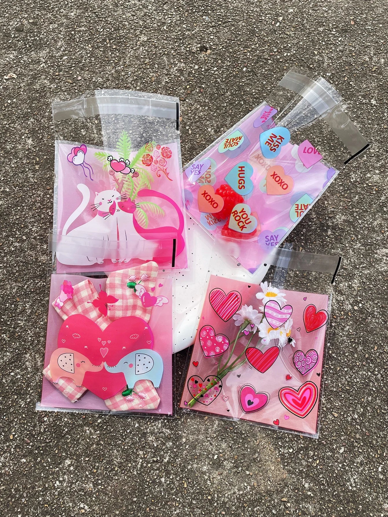 100-pack med cellofan påsar med hjärtan