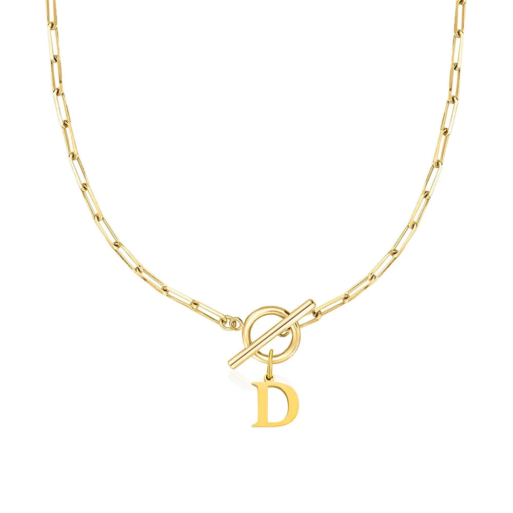 Halsband paper clip kedja och bokstav