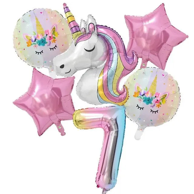 Ballong paket med unicorn och siffra