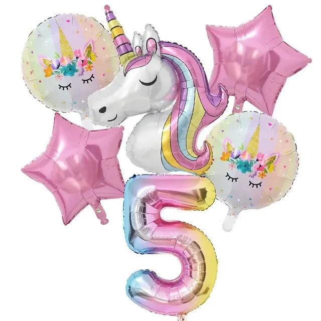 Ballong paket med unicorn och siffra